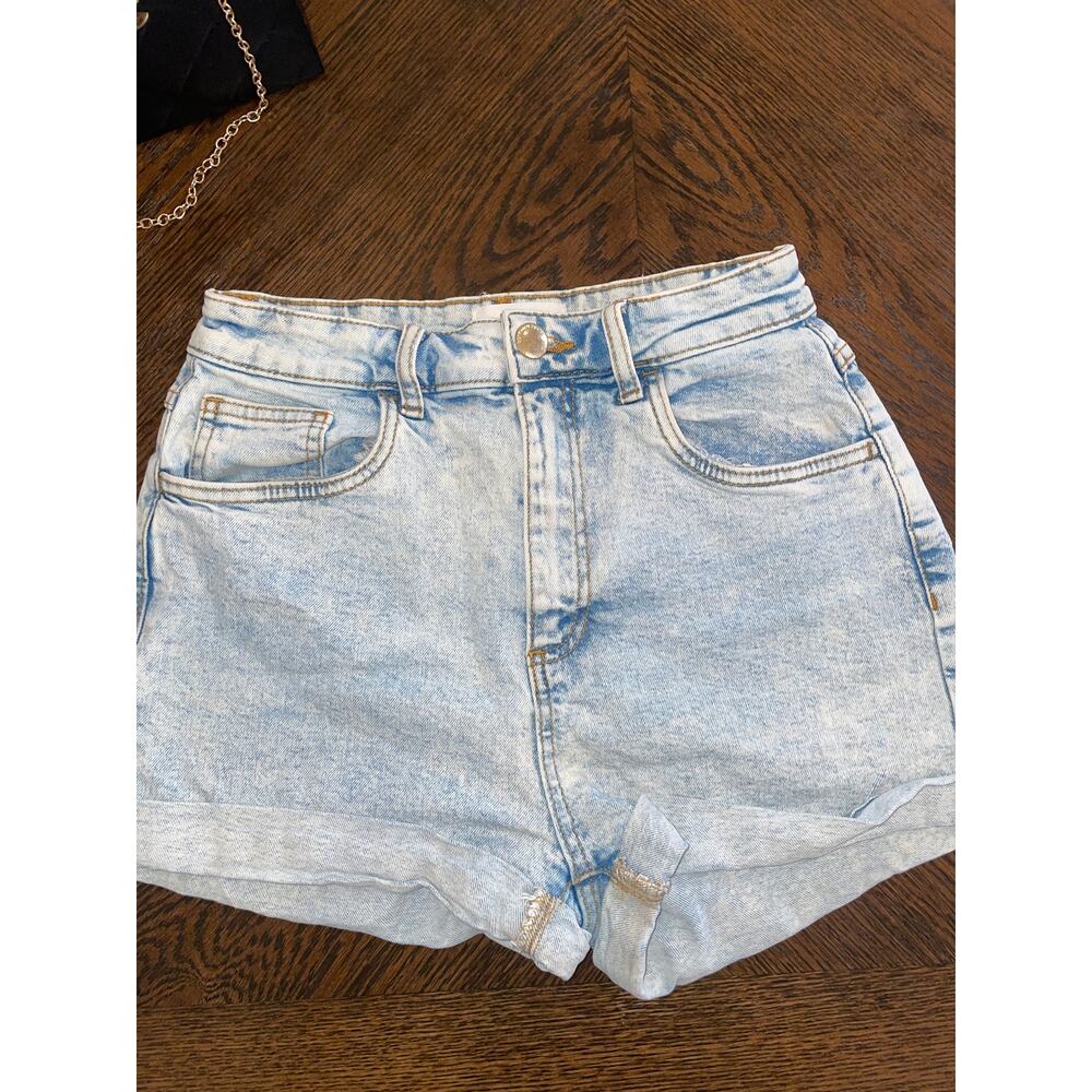 90’s Style Light Blue High Rise Stretch Cotton On Denim Shorts Size 6